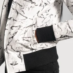 Donna Blake White Leather Bomber Jacket