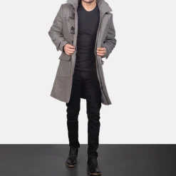 Drake Grey Wool Hooded Duffle Coat