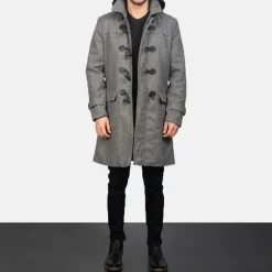 Drake Grey Wool Hooded Duffle Coat
