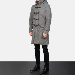 Drake Grey Wool Hooded Duffle Coat