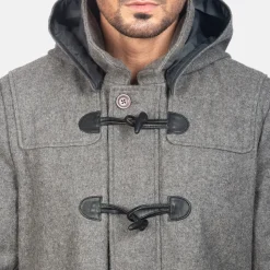 Drake Grey Wool Hooded Duffle Coat