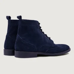 Duster Brogues Blue Suede Leather Boots - StudGuard