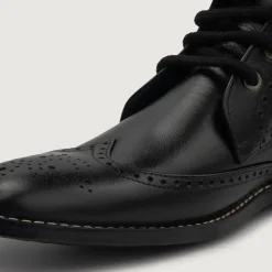 Duster Brogues Derby Black Leather Boots