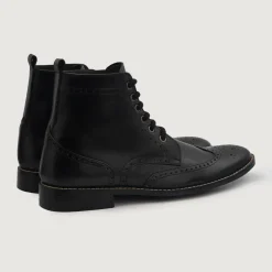 Duster Brogues Derby Black Leather Boots