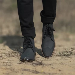 Duster Brogues Derby Black Nubuck Leather Boots