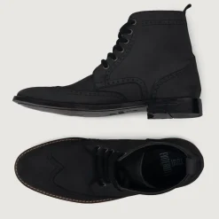 Duster Brogues Derby Black Nubuck Leather Boots