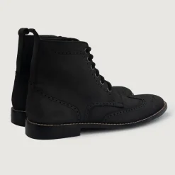 Duster Brogues Derby Black Nubuck Leather Boots