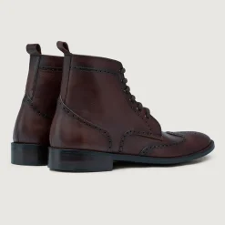 Duster Brogues Derby Brown Burnished Leather Boots - StudGuard