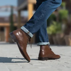 Duster Brogues Derby Brown Leather Boots
