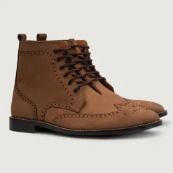 Duster Brogues Derby Brown Nubuck Leather Boots