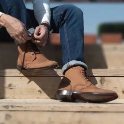 Duster Brogues Derby Brown Nubuck Leather Boots
