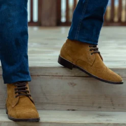 Duster Brogues Derby Brown Suede Leather Boots - StudGuard