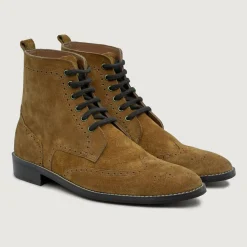 Duster Brogues Derby Brown Suede Leather Boots - StudGuard