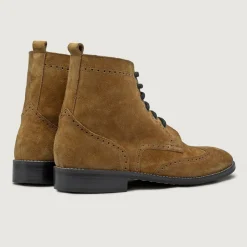 Duster Brogues Derby Brown Suede Leather Boots - StudGuard