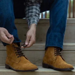 Duster Brogues Derby Brown Suede Leather Boots - StudGuard