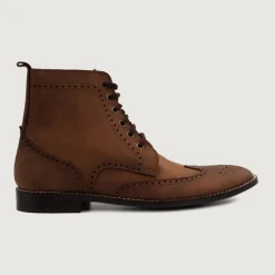 Duster Brogues Derby Oil Pull-up Brown Leather Boots