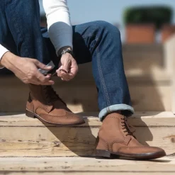 Duster Brogues Derby Oil Pull-up Brown Leather Boots