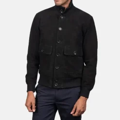 Eaton Black Suede Bomber Jacket