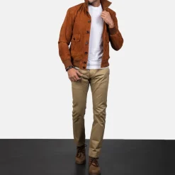 Eaton Brown Suede Bomber Jacket