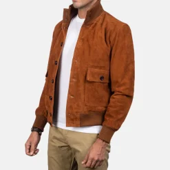 Eaton Brown Suede Bomber Jacket
