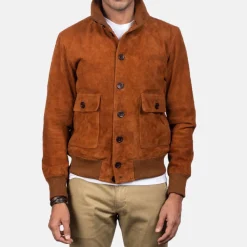 Eaton Brown Suede Bomber Jacket