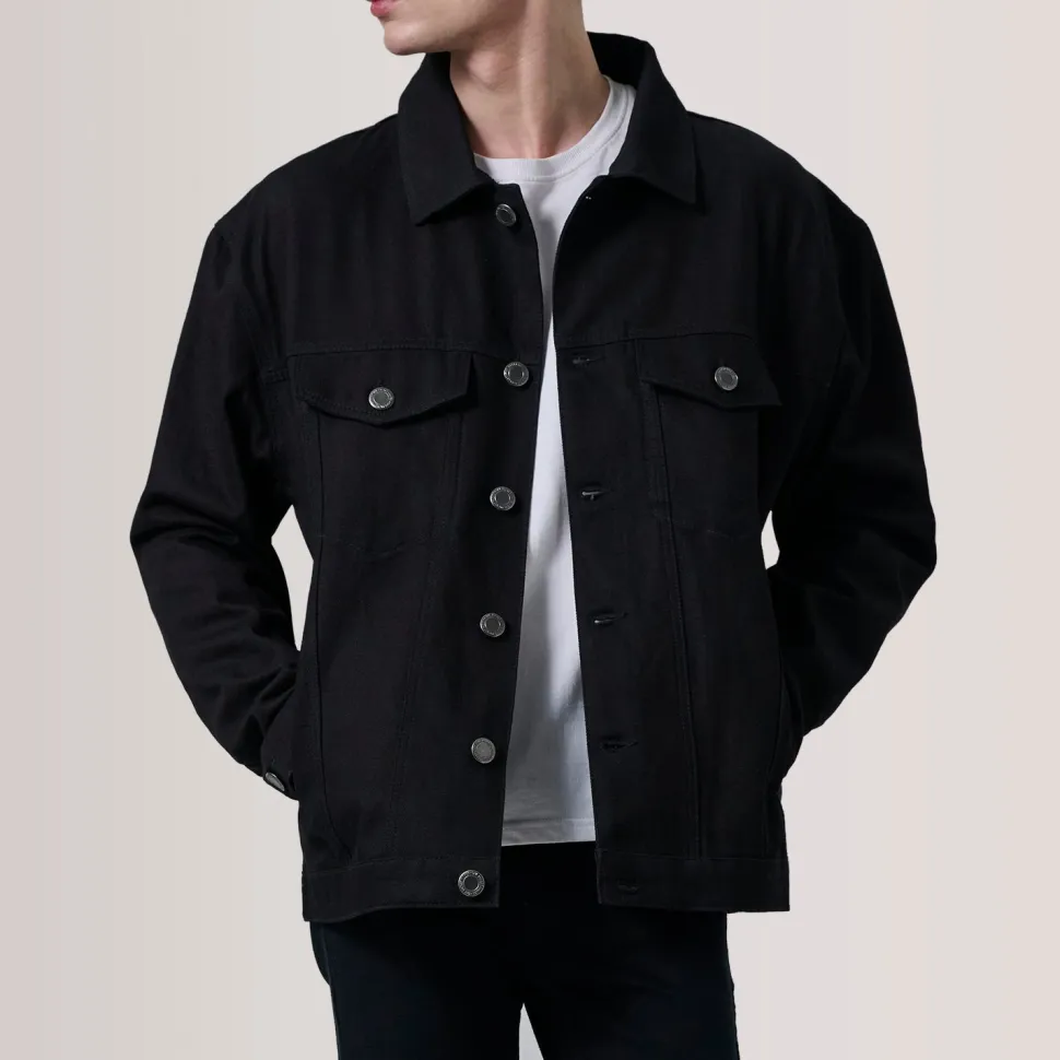 Eddie Black Oversized Denim Trucker Jacket