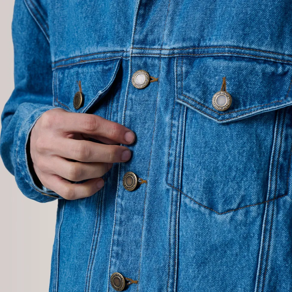 Eddie Dark Blue Oversized Denim Trucker Jacket