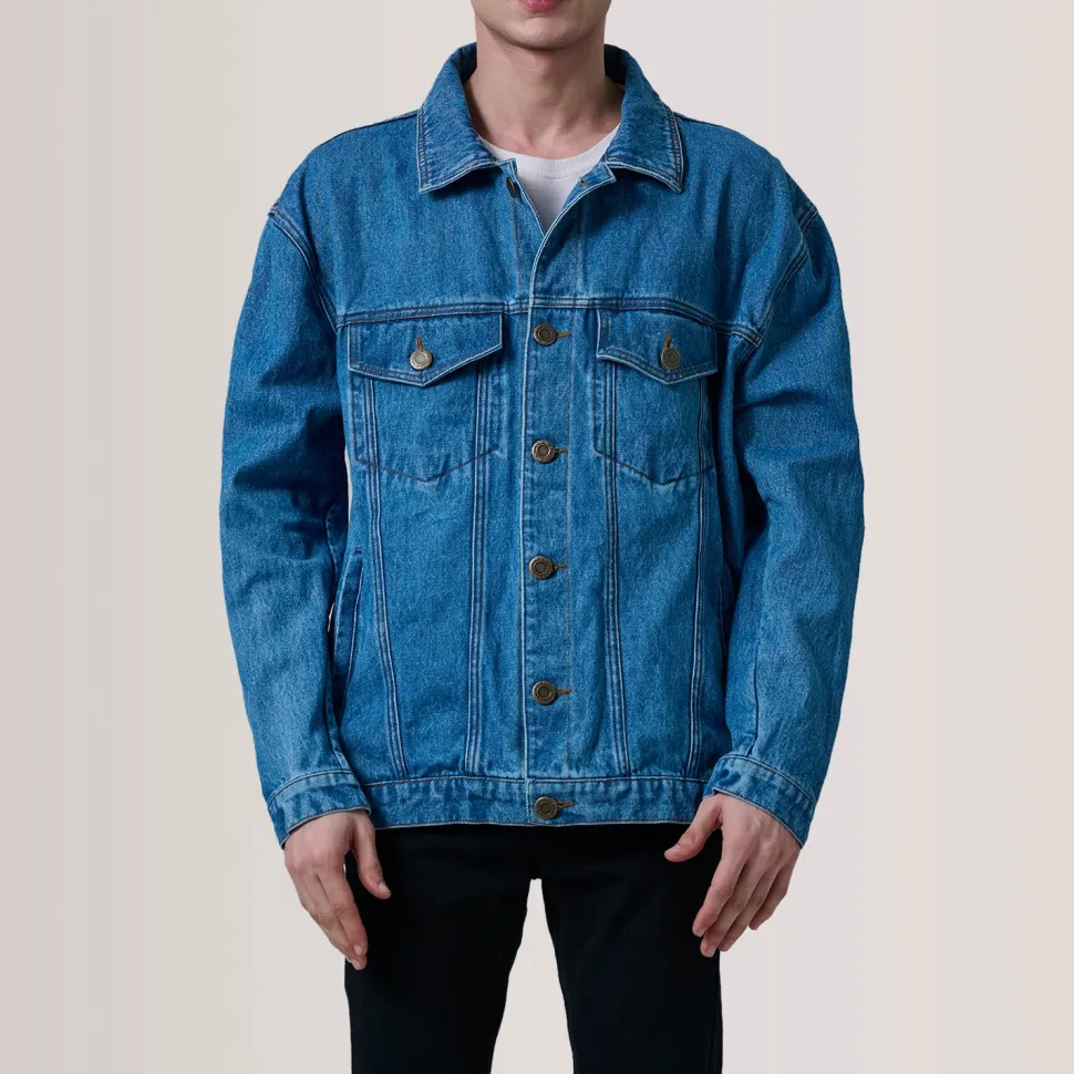 Eddie Dark Blue Oversized Denim Trucker Jacket