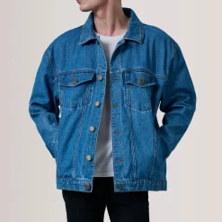 Eddie Dark Blue Oversized Denim Trucker Jacket