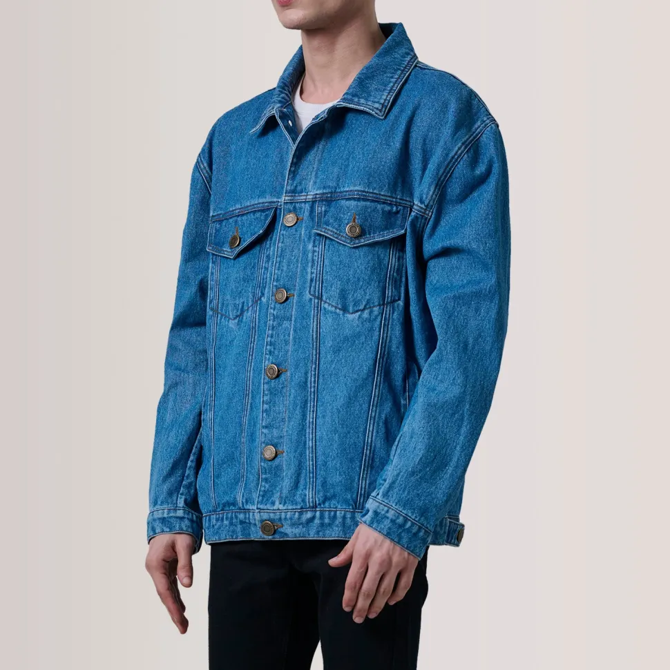 Eddie Dark Blue Oversized Denim Trucker Jacket