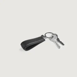 Elroy Black Leather Keychain