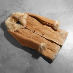 Erica Shearling Beige Leather Coat