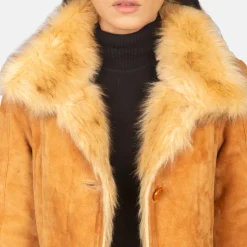 Erica Shearling Beige Leather Coat