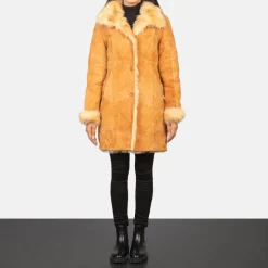 Erica Shearling Beige Leather Coat
