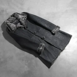 Erica Shearling Black Leather Coat