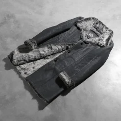 Erica Shearling Black Leather Coat