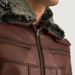 Evan Hart Fur Brown Leather Jacket
