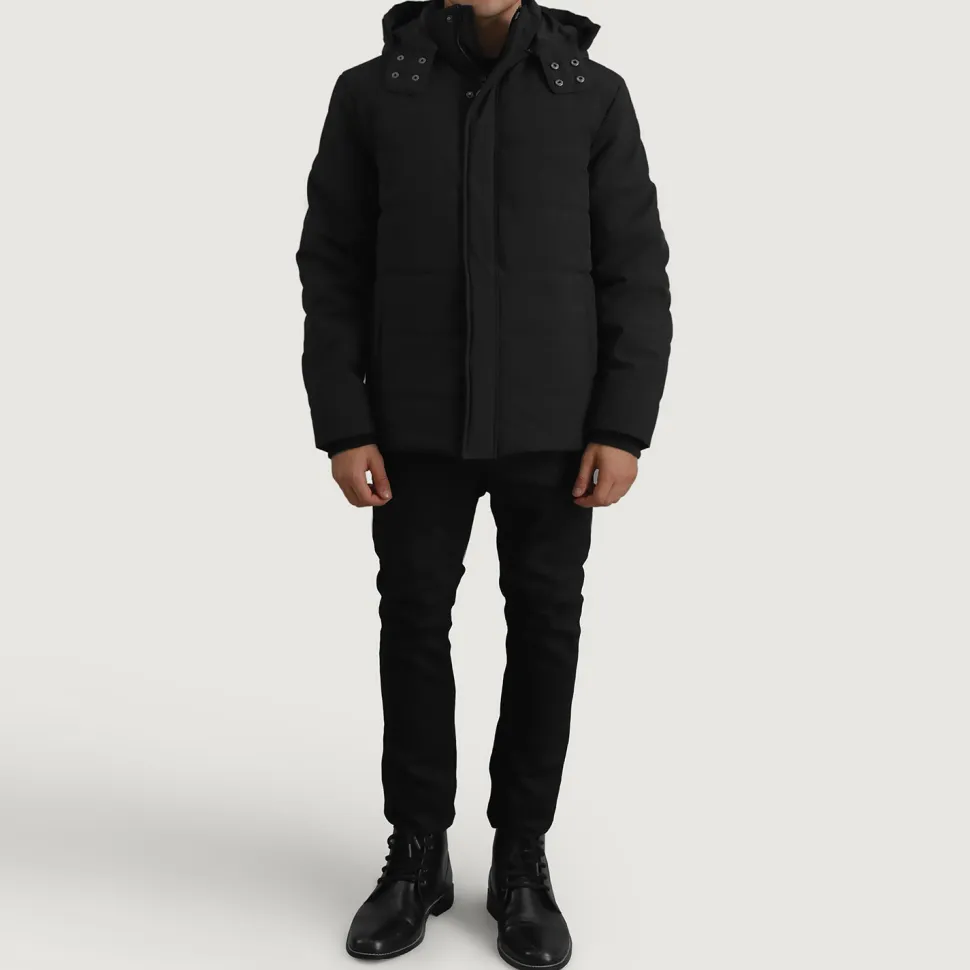Exton Black Hooded Down Puffer Jacket