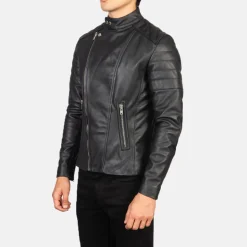 Faisor Black Leather Biker Jacket