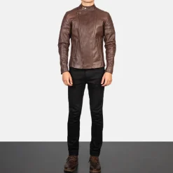Faisor Brown Leather Biker Jacket