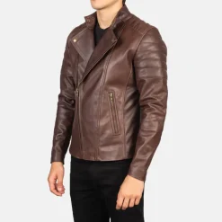 Faisor Brown Leather Biker Jacket