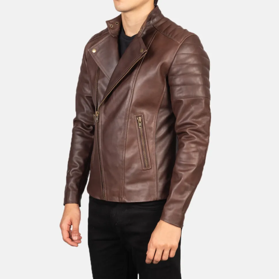 Faisor Brown Leather Biker Jacket