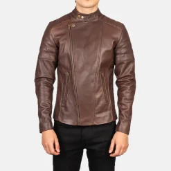 Faisor Brown Leather Biker Jacket
