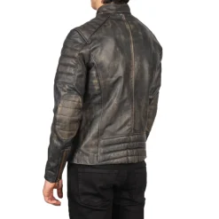 Faisor Distressed Brown Leather Biker Jacket