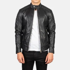 Fernando Quilted Black Leather Biker Jacket