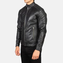 Fernando Quilted Black Leather Biker Jacket