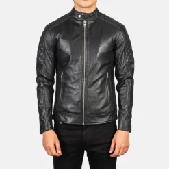 Fernando Quilted Black Leather Biker Jacket