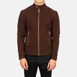Fernando Quilted Brown Suede Biker Jacket