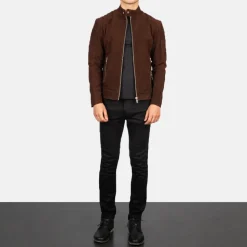 Fernando Quilted Brown Suede Biker Jacket