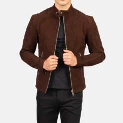 Fernando Quilted Brown Suede Biker Jacket
